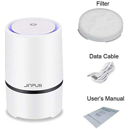 JINPUS Air Purifier Small Air Cleaner for Bedroom with HEPA Filter Powered by 4.9ft USB cable, No Adapter Upgraded Low Noise Home Air Purifiers GL-2103 